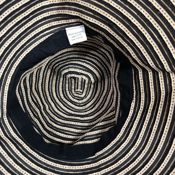 Women's Paper Sun Hat Black Tan 4 inch Movable Brim Pool Beach Garden Summer - Picture 8 of 10